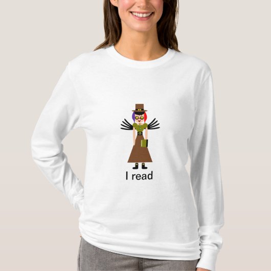 "I read" Steampunk Goggle Girl T-Shirt (Vorderseite)