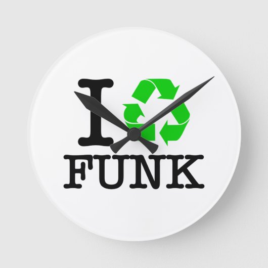 I Recycle Funk Runde Wanduhr (Vorderseite)