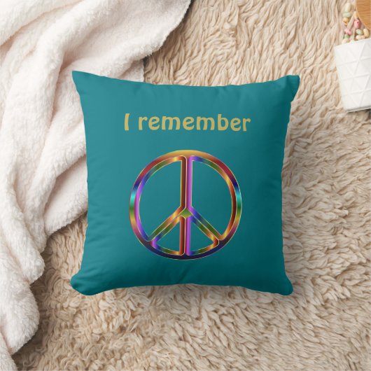 "I Remember" Text with Peace Symbol Kissen (Decke)
