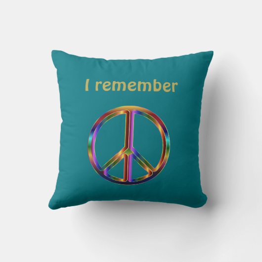 "I Remember" Text with Peace Symbol Kissen (Rückseite)
