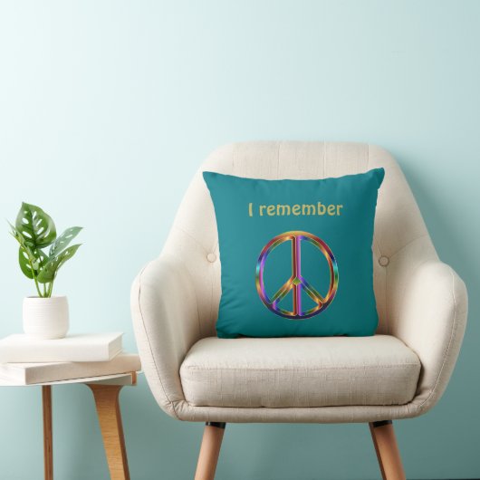 "I Remember" Text with Peace Symbol Kissen (Stuhl )