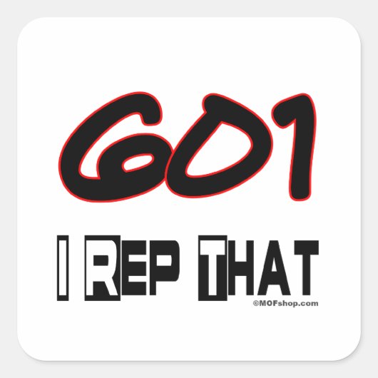 I Rep. 601 Area Code Quadratischer Aufkleber (Vorderseite)