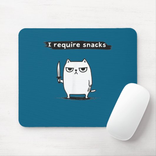I Require Snacks Angry Cat Funny Meme  Mousepad (Mit Mouse)