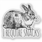 I Require Snacks Cute Bunny Rabbit Aufkleber (Vorderseite)