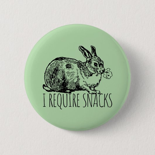 I Require Snacks Cute Bunny Rabbit Button (Vorderseite)