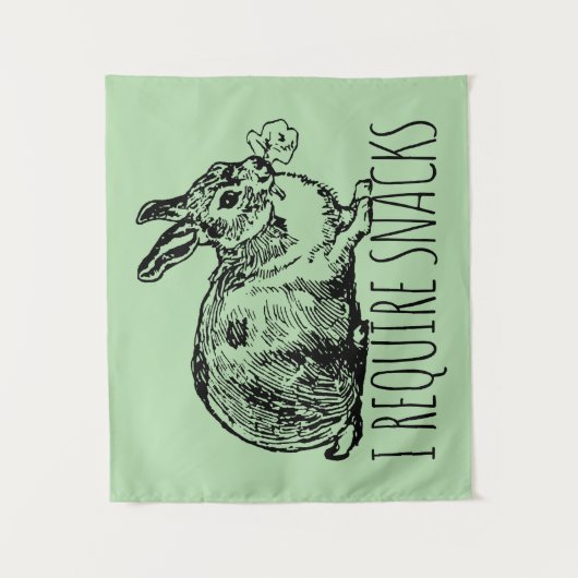 I Require Snacks Cute Bunny Rabbit Wandteppich (Vorderseite)