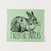 I Require Snacks Cute Bunny Rabbit Wandteppich (Vorderseite (Horizontal))