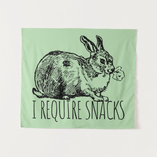 I Require Snacks Cute Bunny Rabbit Wandteppich (Vorderseite (Horizontal))