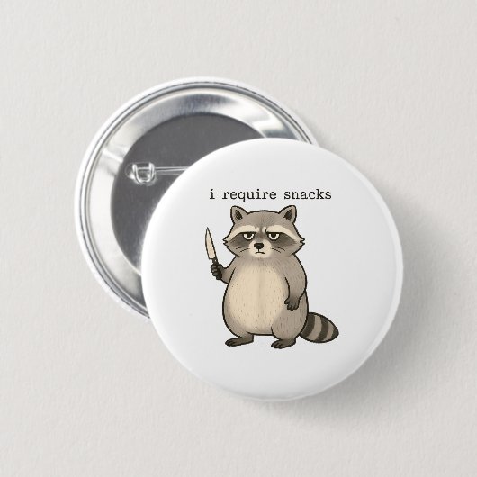 I Require Snacks Funny Mpy Raccoon Trash Meme Snac Button (Vorne & Hinten)