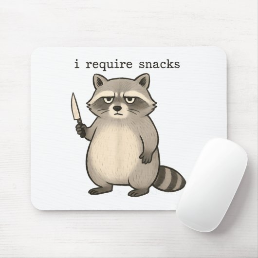 I Require Snacks Funny Mpy Raccoon Trash Meme Snac Mousepad (Mit Mouse)
