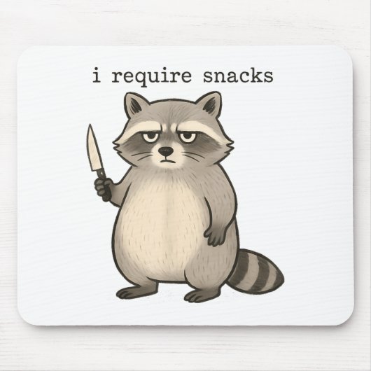 I Require Snacks Funny Mpy Raccoon Trash Meme Snac Mousepad (Vorne)