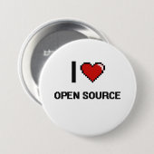 I Retro Entwurf Liebe-offenes Quelldigital Button (Vorne & Hinten)