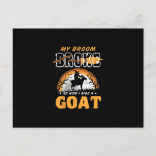 I Ride a Goat Funny Farming Halloween Farmer Ohrts Postkarte