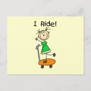 I Ride - Girl on Scooter Postkarte