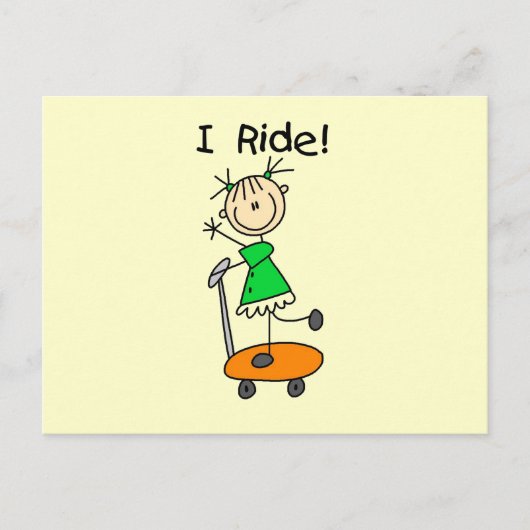 I Ride - Girl on Scooter Postkarte (Vorderseite)