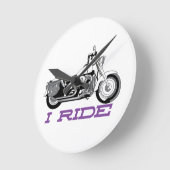I Ride Runde Wanduhr (Winkel)