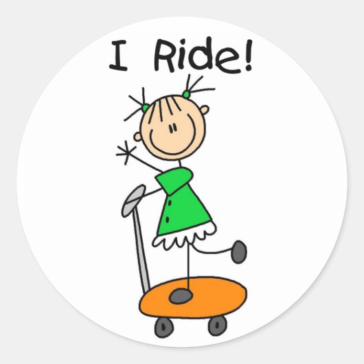 I Ride Strichmännchen Girl Stickers Sticker (Vorderseite)
