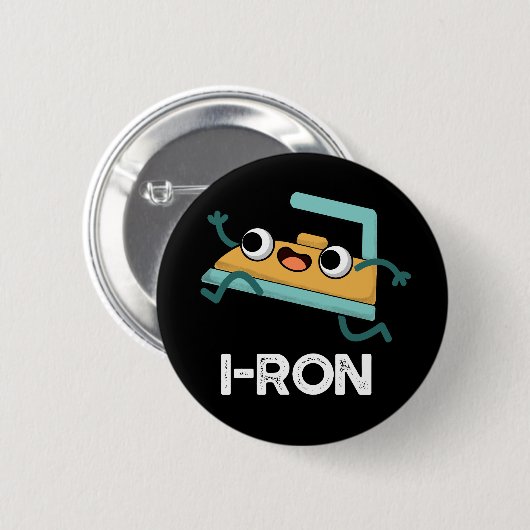 I ron Funny Running Iron Pun Dark BG Button (Vorne & Hinten)