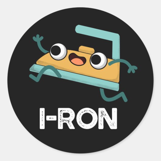 I ron Funny Running Iron Pun Dark BG Runder Aufkleber (Vorderseite)