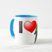 I Rot-konfrontierte Liebe Macaws Tasse (Vorderseite Links)