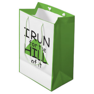 I Run for the Hill it © - Funny Runner Geschenkta Mittlere Geschenktüte