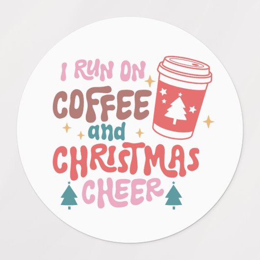 I Run On Coffee and Christmas Cheer Etiketten (Design 1)