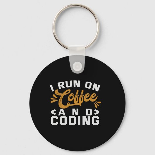 I Run on Coffee and Coding Funny Programmierung Li Schlüsselanhänger (Vorderseite)