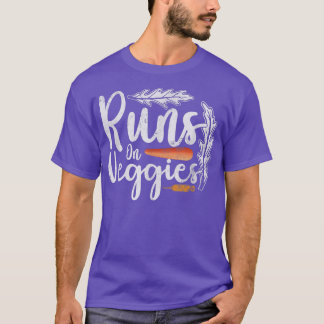 I Run On Veggies Funny Vegan Vegetarian Runner Veg T-Shirt
