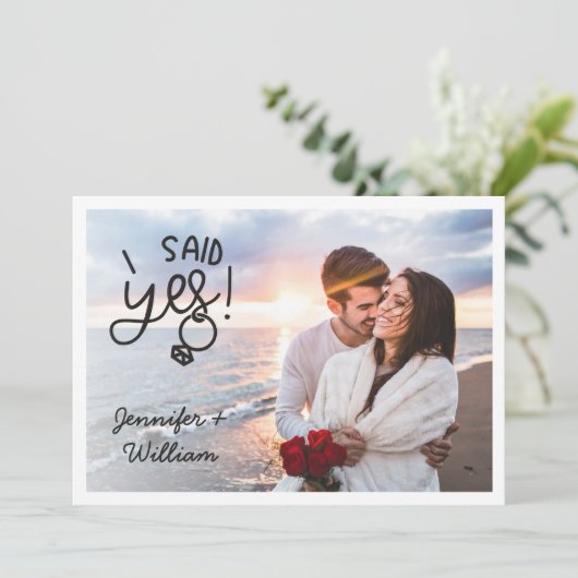 I said yes engagement QR Code 2 Foto Save The Date (Stehend Vorderseite)