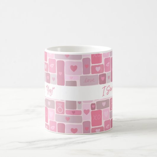 I Said Yes Pink Engagement Modern Script Kaffeetasse (Mittel)