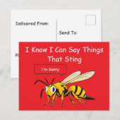 I Say Things That Sting Funny Wasp Apology Postkarte (Vorne/Hinten)