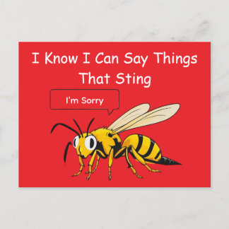I Say Things That Sting Funny Wasp Apology Postkarte