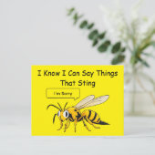 I Say Things That Sting Funny Wasp Apology Postkarte (Stehend Vorderseite)