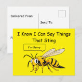 I Say Things That Sting Funny Wasp Apology Postkarte (Vorne/Hinten)