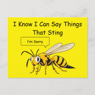I Say Things That Sting Funny Wasp Apology Postkarte