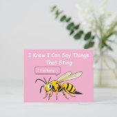 I Say Things That Sting Funny Wasp Apology Postkarte (Stehend Vorderseite)