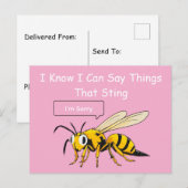I Say Things That Sting Funny Wasp Apology Postkarte (Vorne/Hinten)