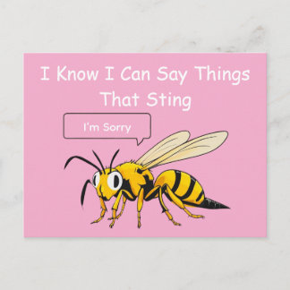 I Say Things That Sting Funny Wasp Apology Postkarte