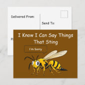 I Say Things That Sting Funny Wasp Apology Postkarte (Vorne/Hinten)