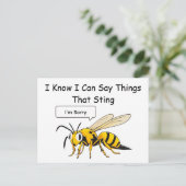 I Say Things That Sting Funny Wasp Apology Postkarte (Stehend Vorderseite)