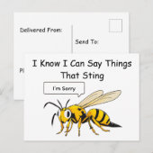 I Say Things That Sting Funny Wasp Apology Postkarte (Vorne/Hinten)