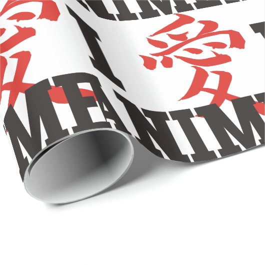 I Schwarzer Love Anime Geschenkpapier (Rolleneckpunkt)