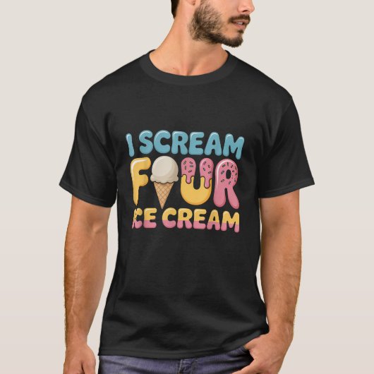 I Scream Four Ice Cream Birthday Party 4th Birthda T-Shirt (Vorderseite)