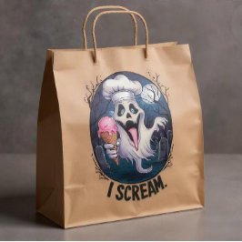 "I Scream" Funny Ghost Chef Halloween Ice Cream St Aufkleber
