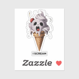 "I Scream" Funny Ghost Koch Halloween Ice Cream St Aufkleber