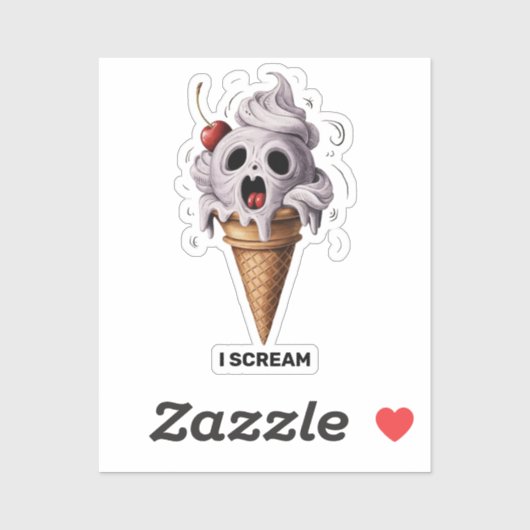 "I Scream" Funny Ghost Koch Halloween Ice Cream St Aufkleber (Blatt)