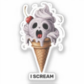 "I Scream" Funny Ghost Koch Halloween Ice Cream St Aufkleber (Vorderseite)