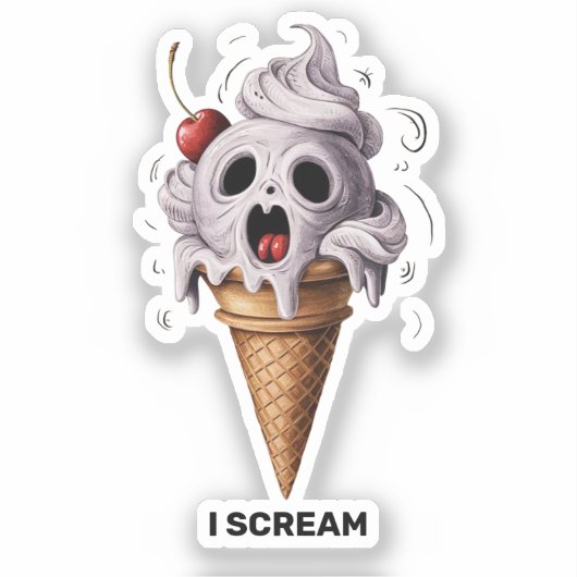 "I Scream" Funny Ghost Koch Halloween Ice Cream St Aufkleber (Vorderseite)