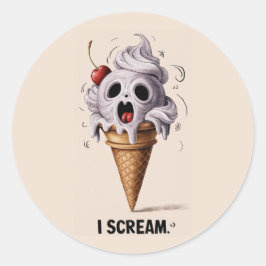 "I Scream" Funny Ghost Koch Halloween Ice Cream St Runder Aufkleber