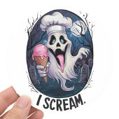 "I Scream" Funny Ghost Koch Halloween Ice Cream St Runder Aufkleber